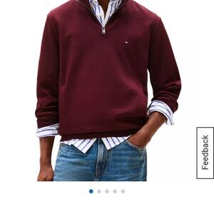 Tommy Hilfiger Men's Maroon Quarter-Zip Pullover Sweater